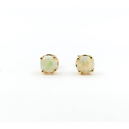 Earrings Stud 1.10ctw Round Cabochon Friction Back Opal 6mm 14ky 224074152