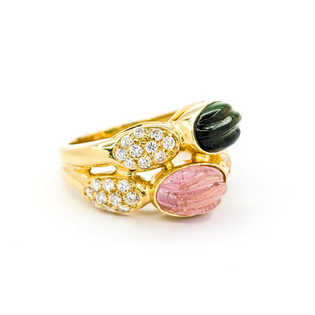 Ring Cabochon 0.8ctw Round Diamonds 4Ctw Tourmaline 18ky sz6.5 224070165