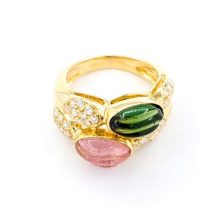 Ring Cabochon 0.8ctw Round Diamonds 4Ctw Tourmaline 18ky sz6.5 224070165