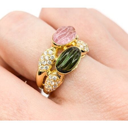 Ring Cabochon 0.8ctw Round Diamonds 4Ctw Tourmaline 18ky sz6.5 224070165