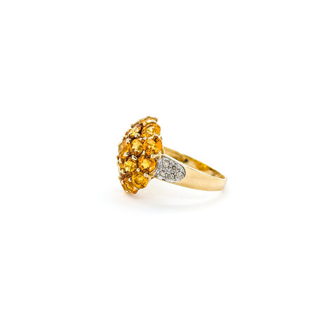 Ring Floral 0.1ctw Round Diamonds 6.5ctw Orange Sapphire 14ky sz8 224070160