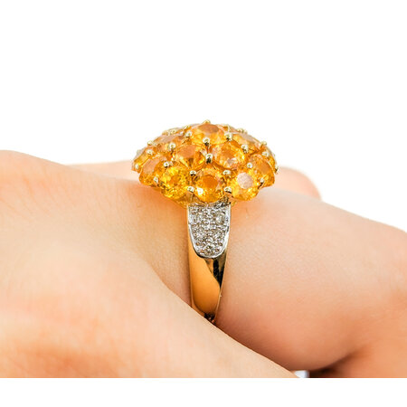 Ring Floral 0.1ctw Round Diamonds 6.5ctw Orange Sapphire 14ky sz8 224070160