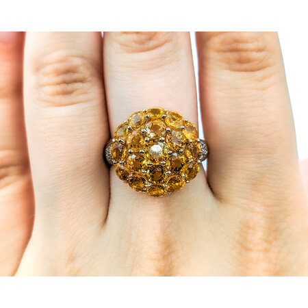 Ring Floral 0.1ctw Round Diamonds 6.5ctw Orange Sapphire 14ky sz8 224070160