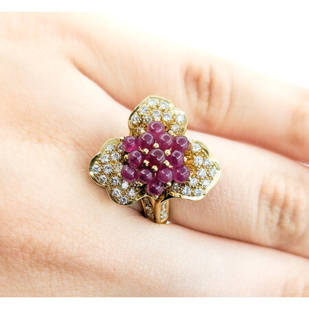 Ring Cabochon 0.52ctw Round Diamonds 2.04ctw Ruby 18ky sz6.5 224070169