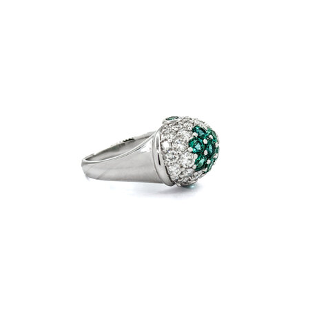 Ring Cluster 1.2ctw Round Diamonds 0.81ctw Emerald Platinum sz7 224070164