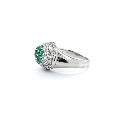 Ring Cluster 1.2ctw Round Diamonds 0.81ctw Emerald Platinum sz7 224070164