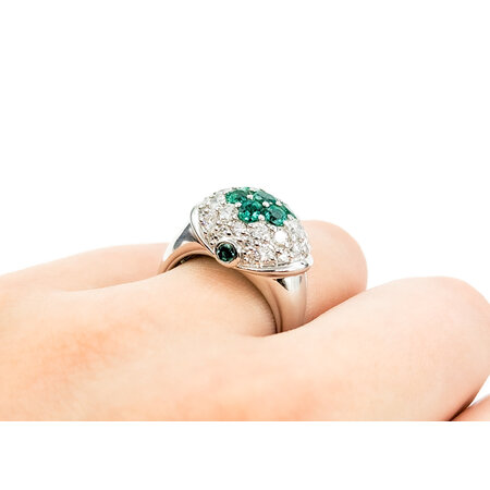 Ring Cluster 1.2ctw Round Diamonds 0.81ctw Emerald Platinum sz7 224070164