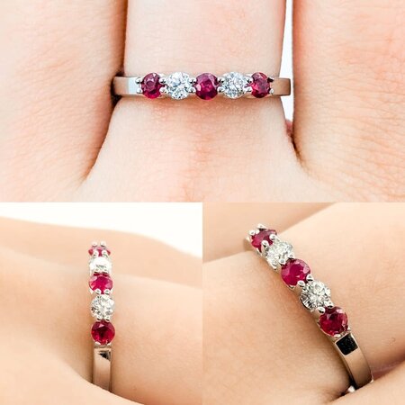 Ring Shared Prong .19ctctw Round Diamonds .34ctw Rubies 14kw sz7 124060239