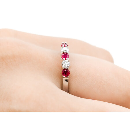 Ring Shared Prong .19ctctw Round Diamonds .34ctw Rubies 14kw sz7 124060239