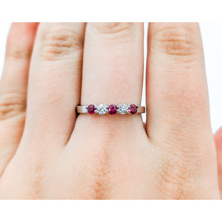 Ring Shared Prong .19ctctw Round Diamonds .34ctw Rubies 14kw sz7 124060239