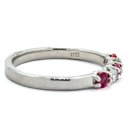 Ring Shared Prong .19ctctw Round Diamonds .34ctw Rubies 14kw sz7 124060239