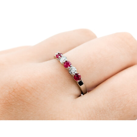 Ring Shared Prong .19ctctw Round Diamonds .34ctw Rubies 14kw sz7 124060239
