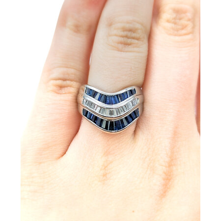 Ring Channel Set 0.54ctw Baguette Diamonds 2.3ctw Sapphire Platinum sz6.5 224070167