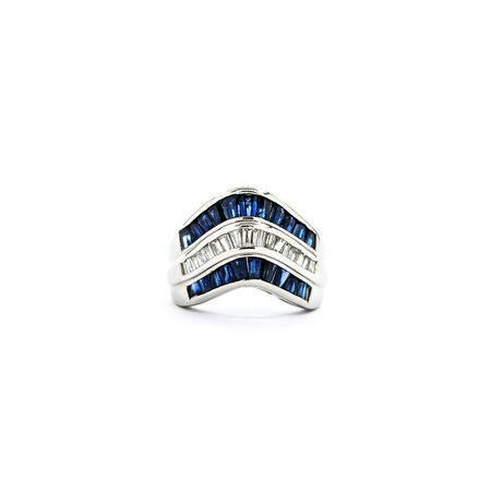 Ring Channel Set 0.54ctw Baguette Diamonds 2.3ctw Sapphire Platinum sz6.5 224070167