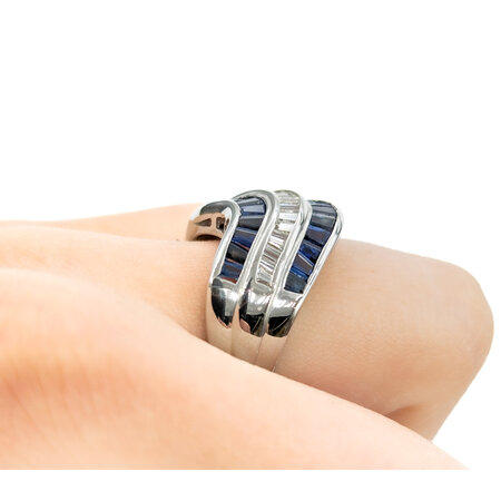 Ring Channel Set 0.54ctw Baguette Diamonds 2.3ctw Sapphire Platinum sz6.5 224070167