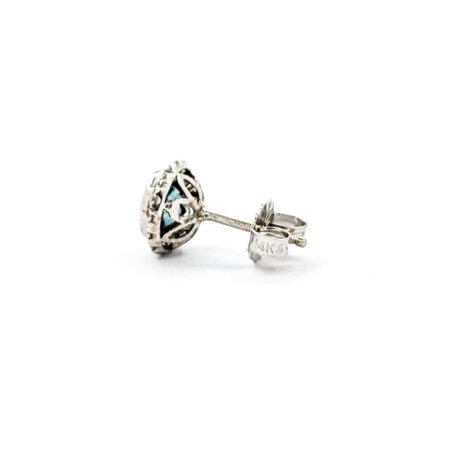 Earrings .28ctw Round Diamonds Stud 1.63ctw Montana Sapphire 8mm 14kw 124044189