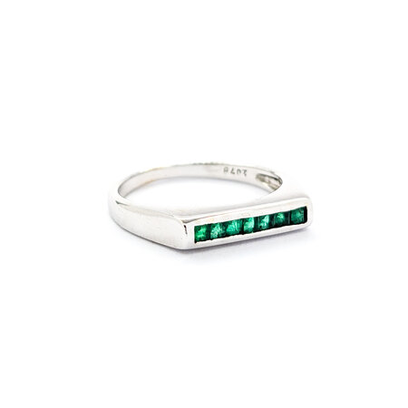 Ring Channel Set .21ctw Square Emerald 18kw sz6.5 224070155