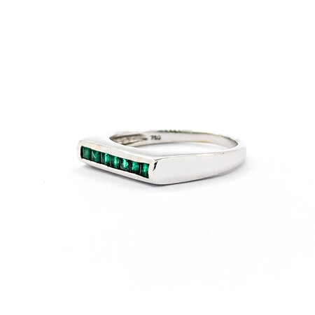 Ring Channel Set .21ctw Square Emerald 18kw sz6.5 224070155