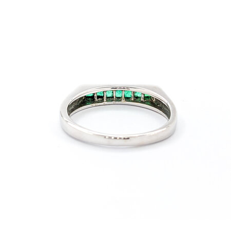 Ring Channel Set .21ctw Square Emerald 18kw sz6.5 224070155