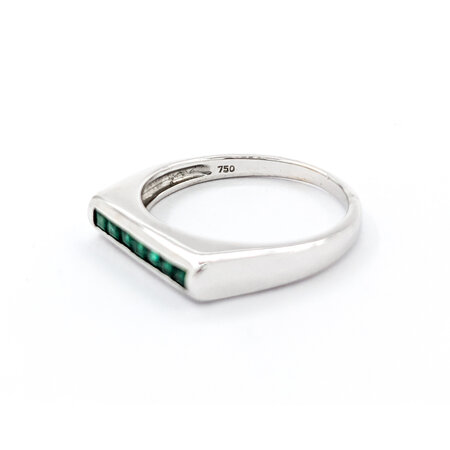 Ring Channel Set .21ctw Square Emerald 18kw sz6.5 224070155