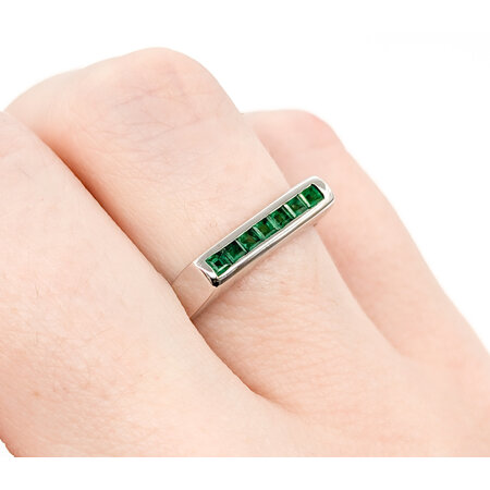 Ring Channel Set .21ctw Square Emerald 18kw sz6.5 224070155