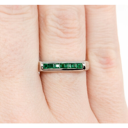 Ring Channel Set .21ctw Square Emerald 18kw sz6.5 224070155