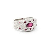  Ring Pave Set 0.87ctw Round Diamonds 0.78ctw Ruby 18kw sz6 224070158