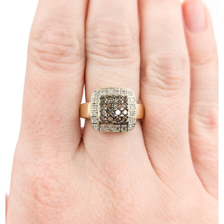 Ring Square .50ctw Round Diamonds Pave 14ky sz6 224070008