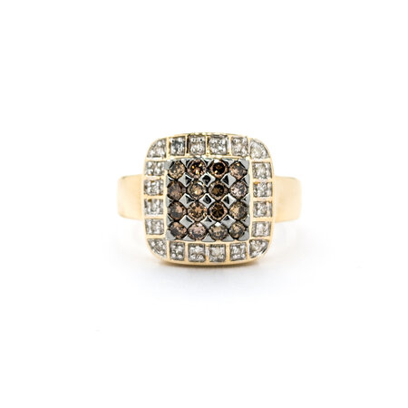 Ring Square .50ctw Round Diamonds Pave 14ky sz6 224070008