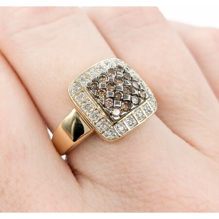 Ring Square .50ctw Round Diamonds Pave 14ky sz6 224070008