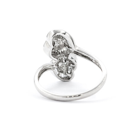 Ring Double Heart .33ctw Round/Baguette Diamonds 14kw sz6 224070006