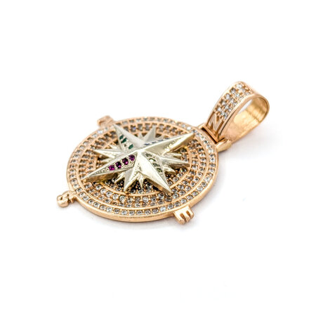 Pendant CZ Compass 1.5x1.15" 18kr " 124071503