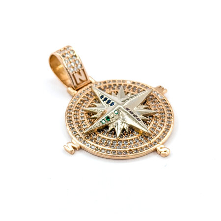 Pendant CZ Compass 1.5x1.15" 18kr " 124071503