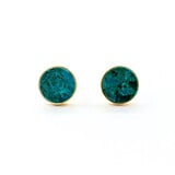  Earrings Stud 8.5mm Malachite Friction Back 9.5mm 18ky 224074307