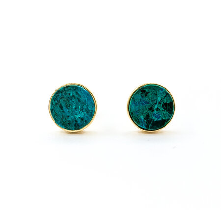 Earrings Stud 8.5mm Malachite Friction Back 9.5mm 18ky 224074307