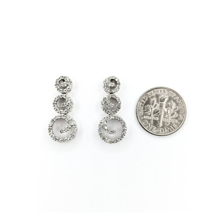 Earrings 3 Swirls .33ctw Single Cut Diamonds Fristion Back 24x10.5mm 14kw 224074004