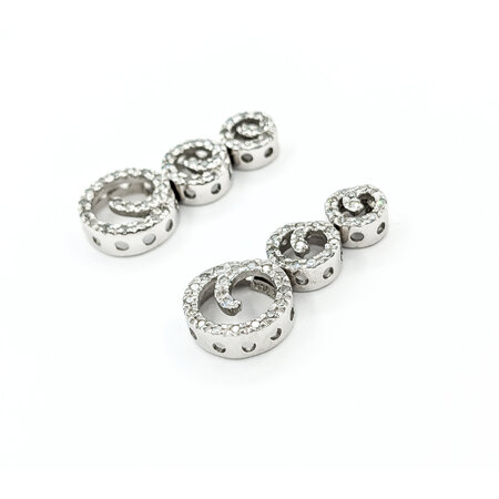 Earrings 3 Swirls .33ctw Single Cut Diamonds Fristion Back 24x10.5mm 14kw 224074004