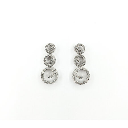 Earrings 3 Swirls .33ctw Single Cut Diamonds Fristion Back 24x10.5mm 14kw 224074004