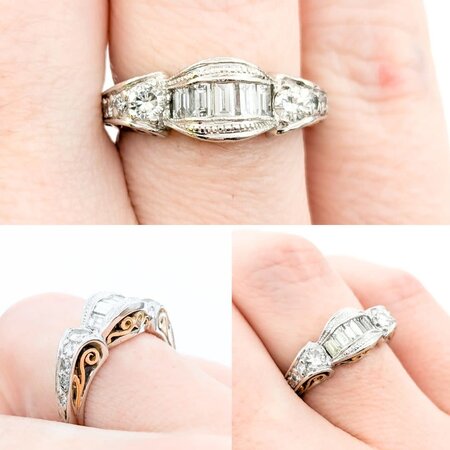 Ring Tacori .50ctw Round/Baguette Diamonds 18ky/Platinum sz5.5 224070007