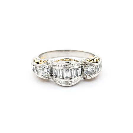 Ring Tacori .50ctw Round/Baguette Diamonds 18ky/Platinum sz5.5 224070007