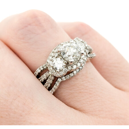 Ring Set Soldered Engagement .60ct Round Diamond 1.07ctw Diamonds 14kw sz6 224070301