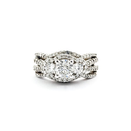 Ring Set Soldered Engagement .60ct Round Diamond 1.07ctw Diamonds 14kw sz6 224070301