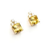  Earrings Stud .30ctw Round Diamonds Friction Back 2.50ctw Citrine 12x7.5mm 14ky 224074311