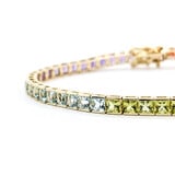  Bracelet 5.5ctw Square Multi Gemstone 10ky Channel Set 7" 3.5mm 224073253