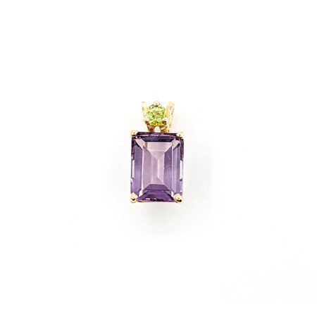 Pendant 1.33ct Amethyst .06ct Peridot 12x6.5mm 14ky " 224071258