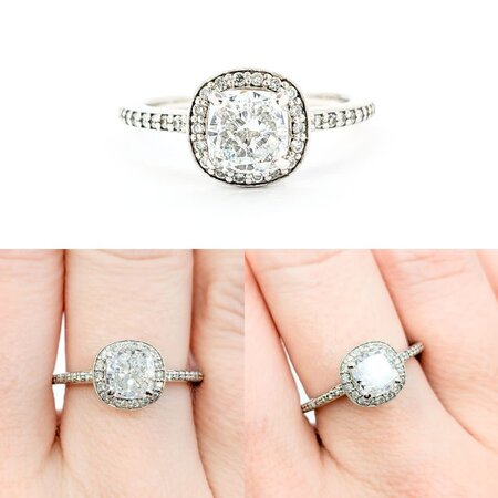 Ring Engagement Engagement Halo 1.00ct Cushion Diamond .12ctw Diamonds 14kw sz6.5 224070302