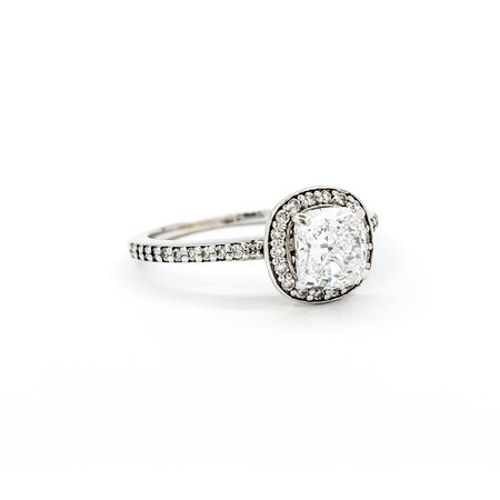 Ring Engagement Engagement Halo 1.00ct Cushion Diamond .12ctw Diamonds 14kw sz6.5 224070302