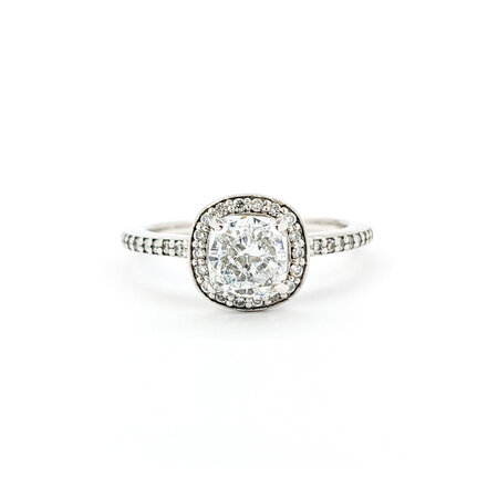 Ring Engagement Engagement Halo 1.00ct Cushion Diamond .12ctw Diamonds 14kw sz6.5 224070302