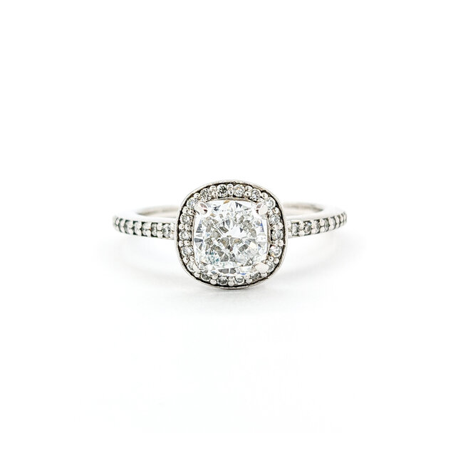 Ring Engagement Engagement Halo 1.00ct Cushion Diamond .12ctw Diamonds 14kw sz6.5 224070302