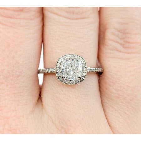 Ring Engagement Engagement Halo 1.00ct Cushion Diamond .12ctw Diamonds 14kw sz6.5 224070302